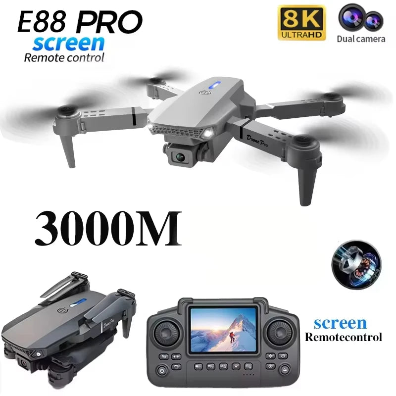 E88PRO Drone 8K 5G HD Dual Camera Aerial Photography Remote control screen display Control Aircraft Quadcopter 0