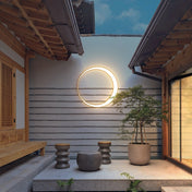 Circular Outdoor Wall Lamp With Ring Shaped Light Frame For Exterior Spaces For Exterior Spaces