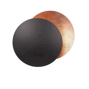 Solar Eclipse Inspired Wall Lamp With Warm Led Light And Two Golden Discs, One Fixed And One Rotatable