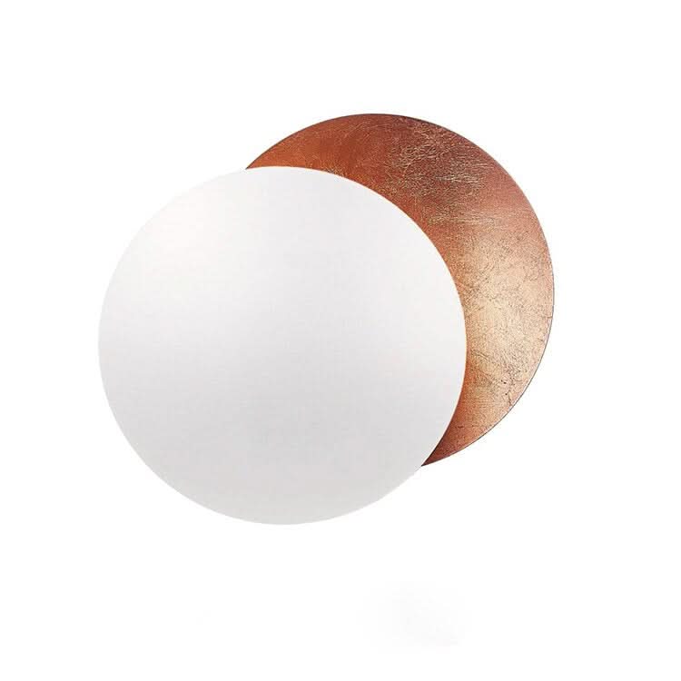 Solar Eclipse Inspired Wall Lamp With Warm Led Light And Two Golden Discs, One Fixed And One Rotatable