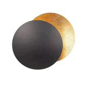 Solar Eclipse Inspired Wall Lamp With Warm Led Light And Two Golden Discs, One Fixed And One Rotatable