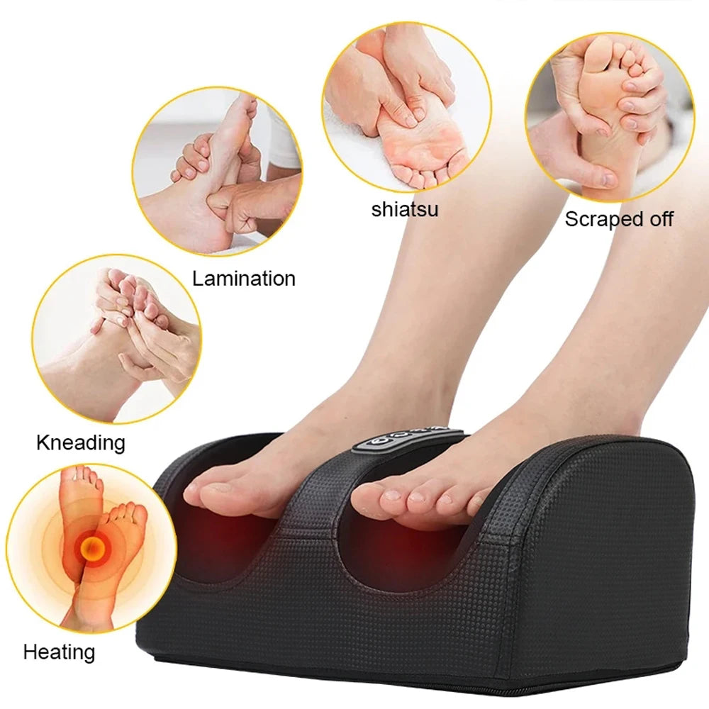 Electric Foot Massager Shiatsu Kneading Deep Tissue Relax Heated Roller Calf Pain Relief Fatigue Muscles Vibrator Machine Health 2