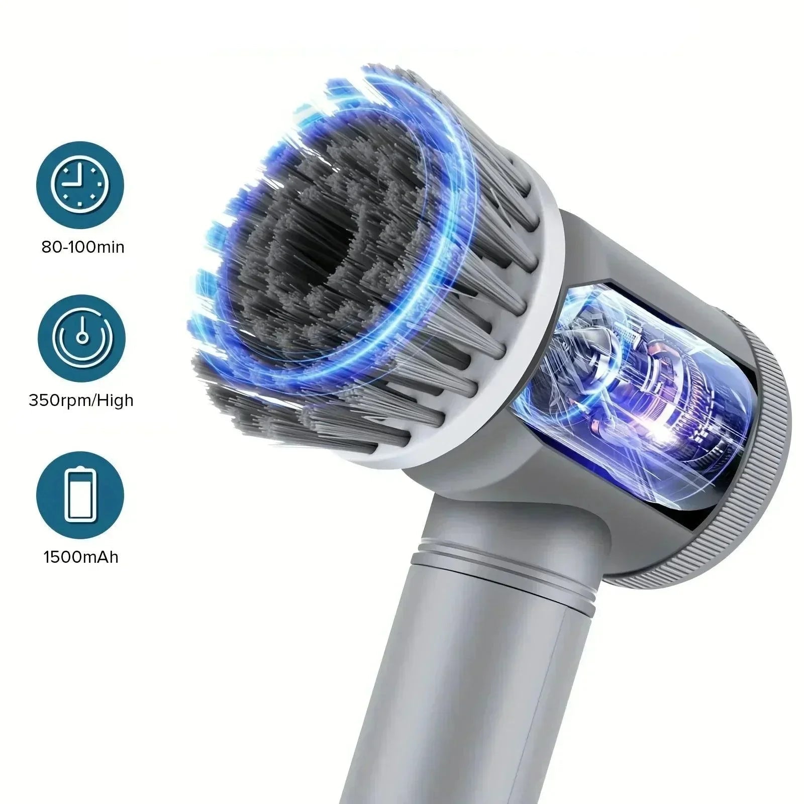 Electric Scrubber – Cordless Spin Scrubber with 6 Replaceable Brush Heads, Powerful Cleaning Tool 1