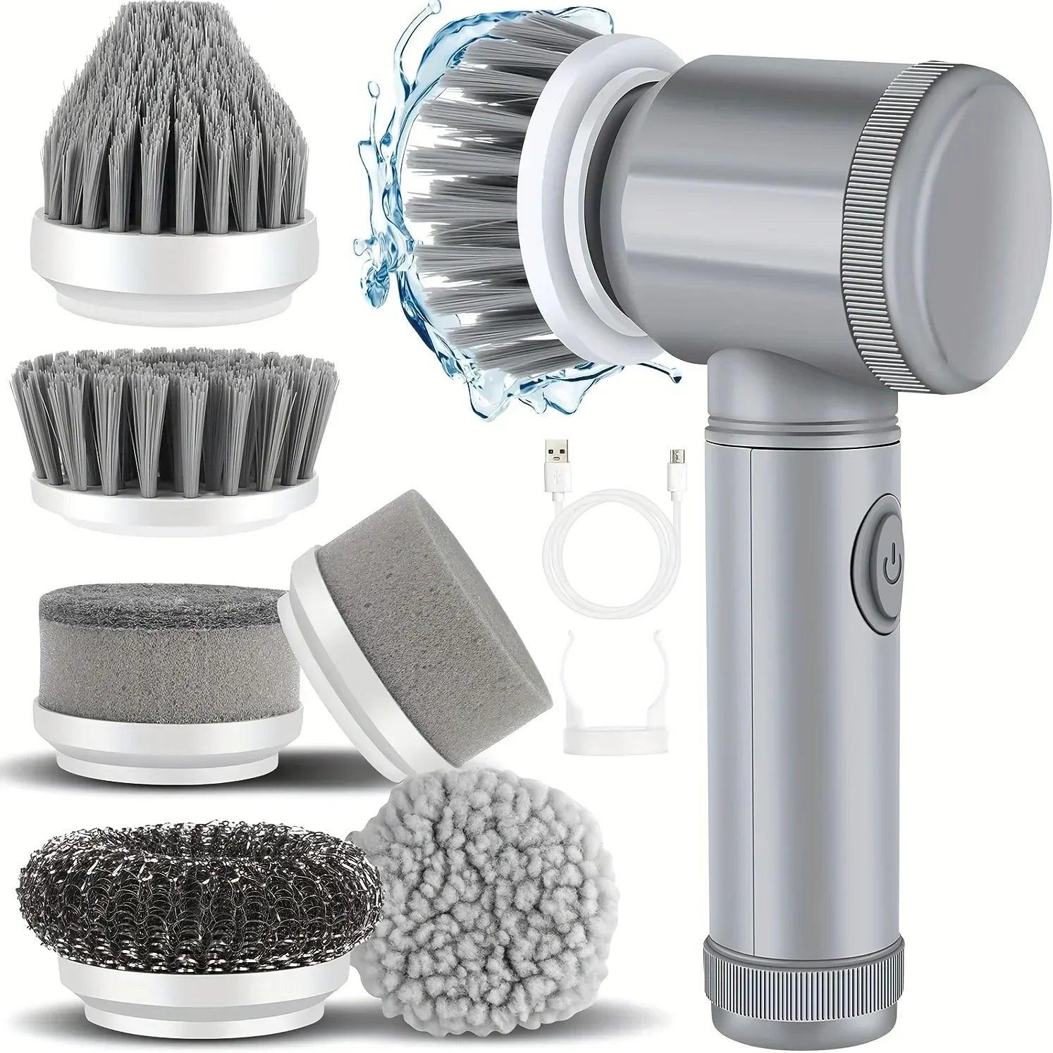 Electric Scrubber – Cordless Spin Scrubber with 6 Replaceable Brush Heads, Powerful Cleaning Tool 6