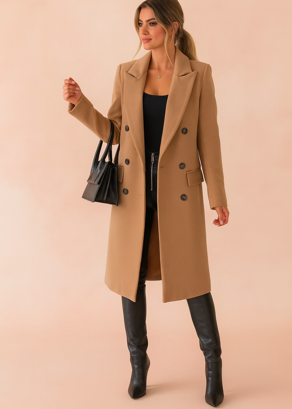 Elegant Double-Breasted Winter Coat for Women | Stylish Business Outerwear 0