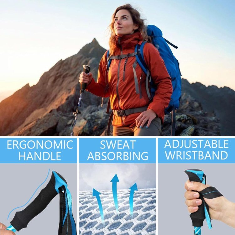 Ergonomic Trekking Poles by ProTrek | Lightweight Hiking Sticks for All Terrains 1