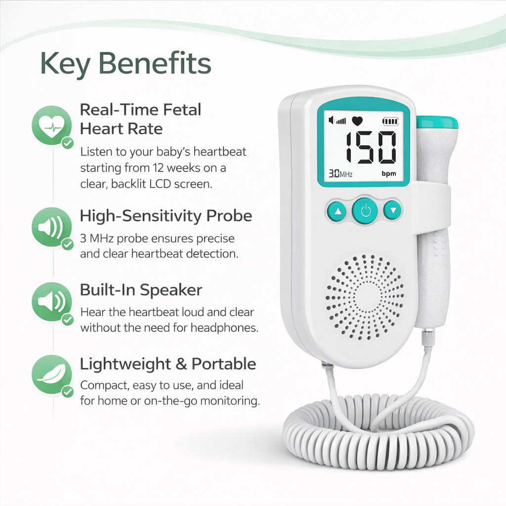 Fetal Doppler Monitor with Heart Rate Detection and Sound Alerts 1
