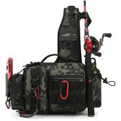 Fishing Tackle Backpack Lure Box Gear Storage Bag Fanny Pack for Men Fly Fishing Backpack with Rod Holder Sling Shoulder Bag 0