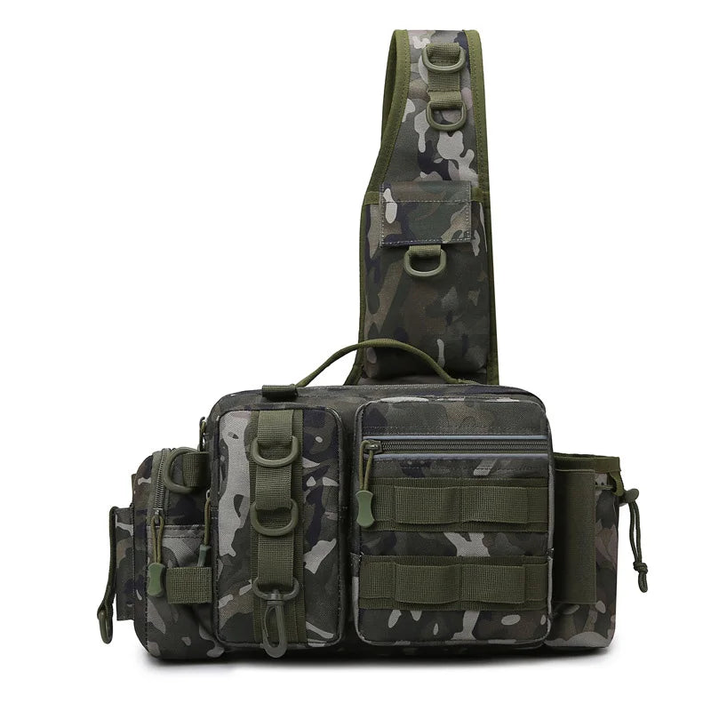 Fishing Tackle Backpack Lure Box Gear Storage Bag Fanny Pack for Men Fly Fishing Backpack with Rod Holder Sling Shoulder Bag 15