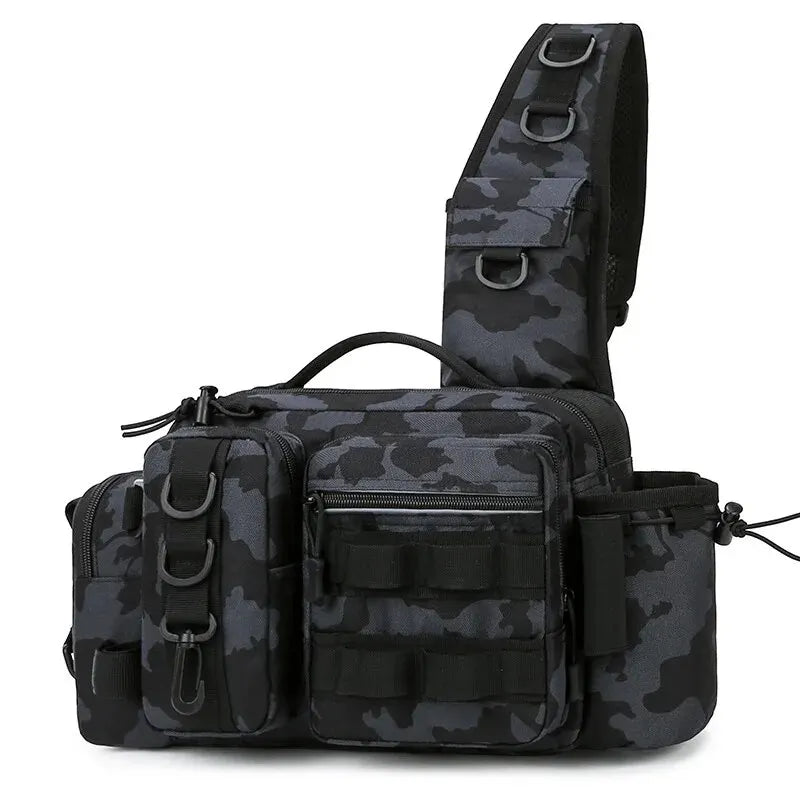 Fishing Tackle Backpack Lure Box Gear Storage Bag Fanny Pack for Men Fly Fishing Backpack with Rod Holder Sling Shoulder Bag 6