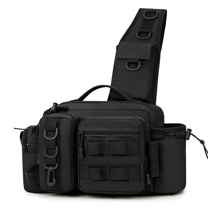 Fishing Tackle Backpack Lure Box Gear Storage Bag Fanny Pack for Men Fly Fishing Backpack with Rod Holder Sling Shoulder Bag 9