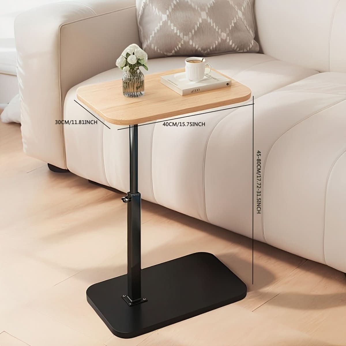 Mesa Lateral ElevateFlex Ajustável em Altura para Sofá e Cama com Uso Versátil em Qualquer Lugar