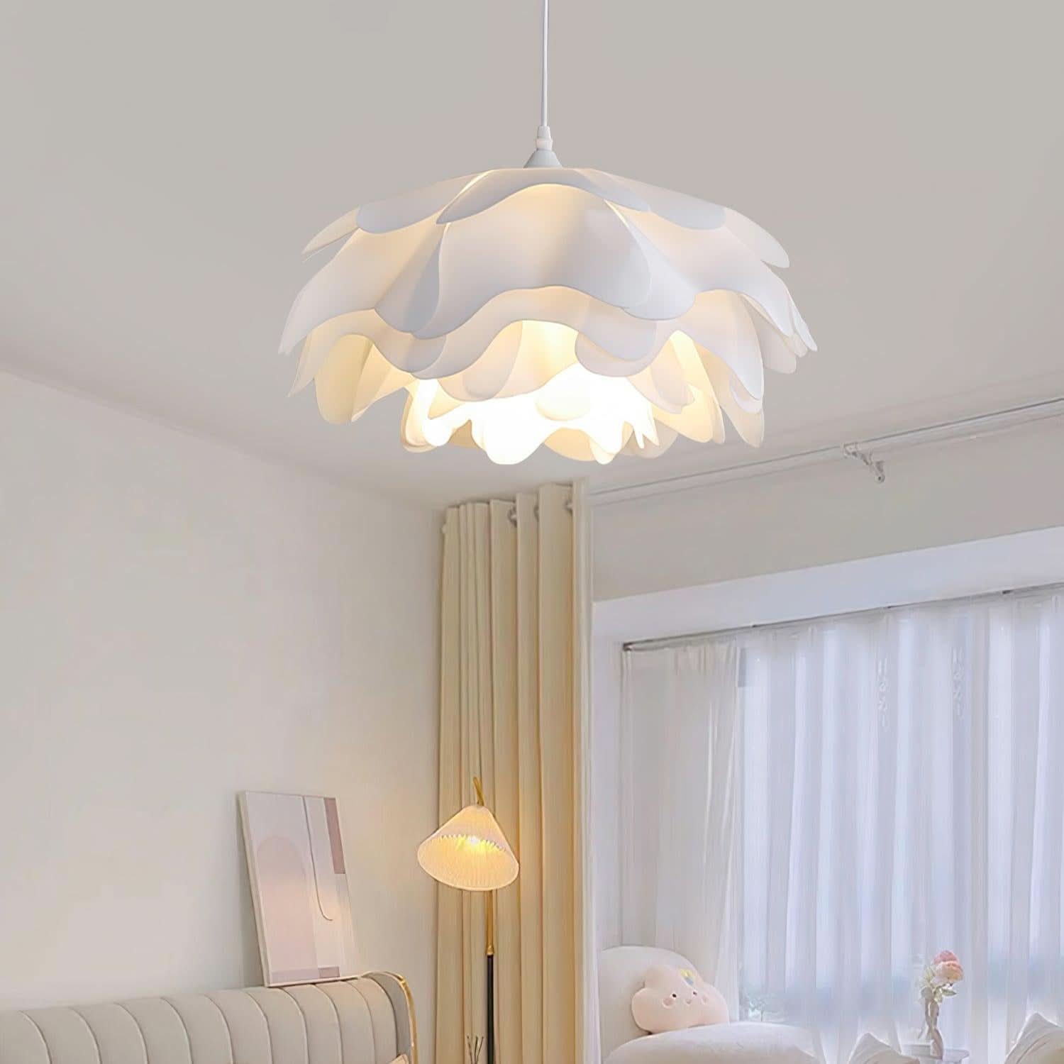 Elegant White Flower Pendant Light With LED E27 For Modern Ceiling Lamp Home Decor And Contemporary Interior Lighting