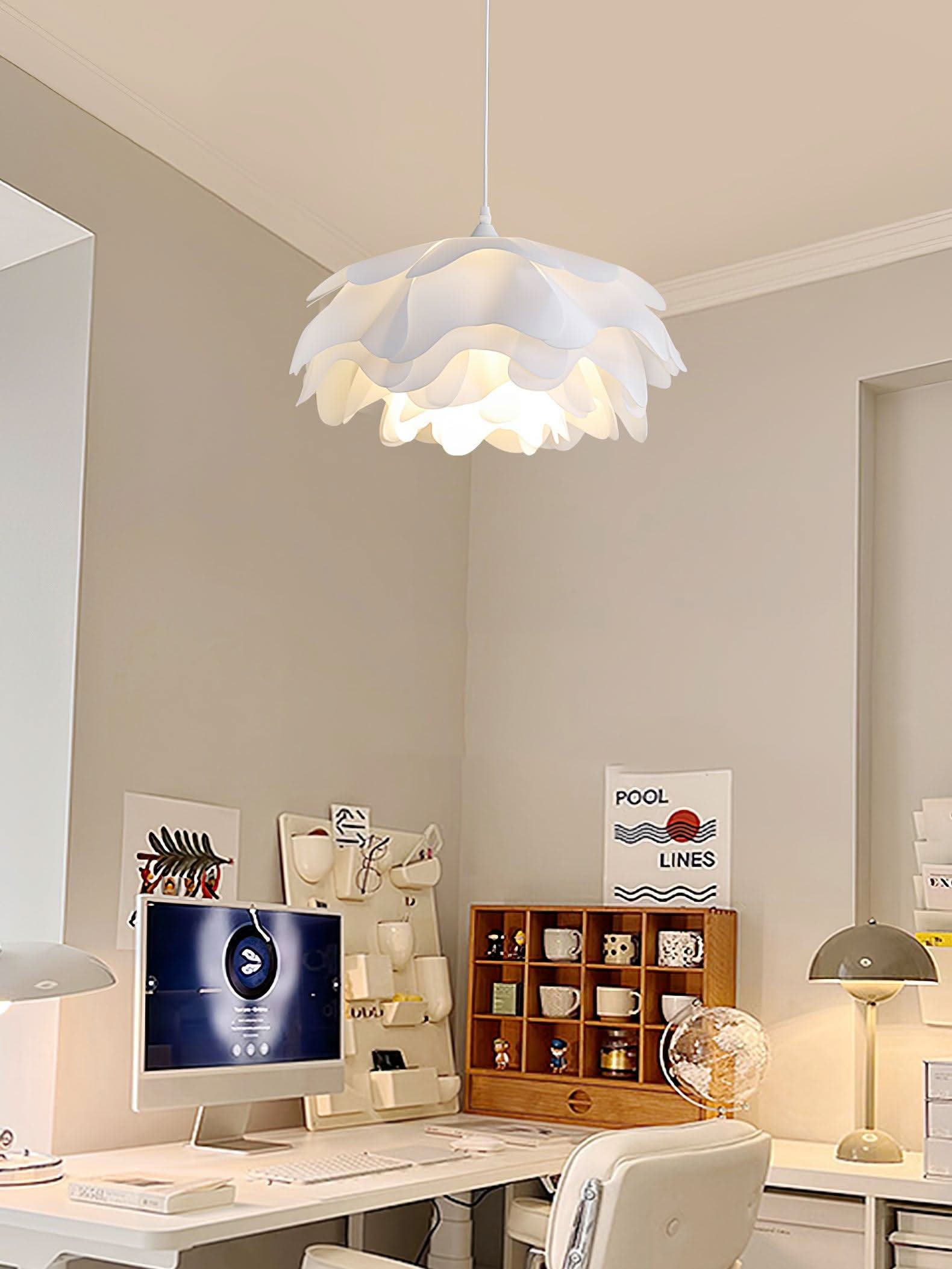 Elegant White Flower Pendant Light With LED E27 For Modern Ceiling Lamp Home Decor And Contemporary Interior Lighting