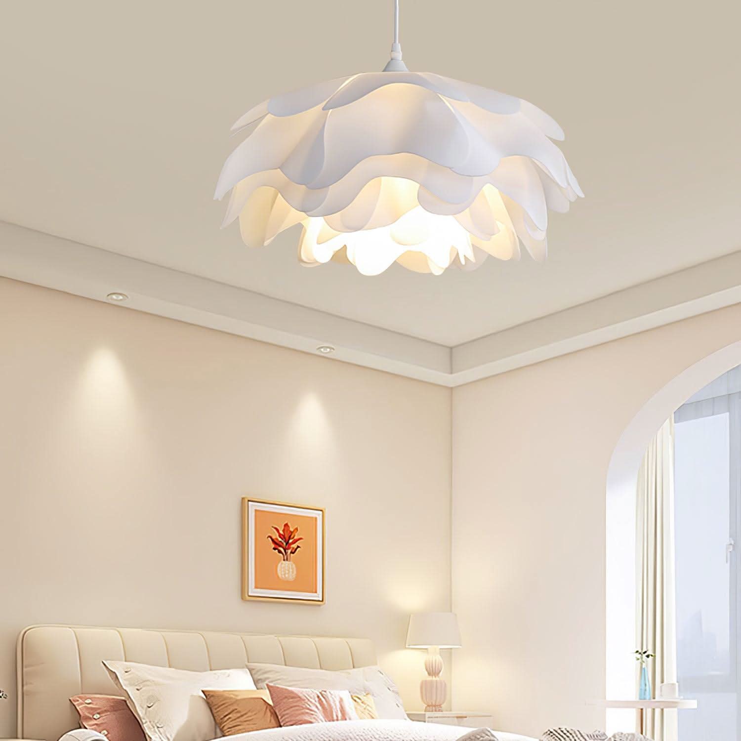 Elegant White Flower Pendant Light With LED E27 For Modern Ceiling Lamp Home Decor And Contemporary Interior Lighting