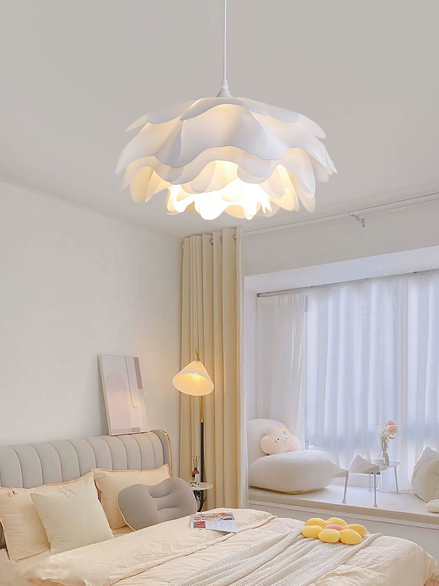 Elegant White Flower Pendant Light With LED E27 For Modern Ceiling Lamp Home Decor And Contemporary Interior Lighting