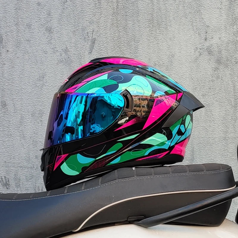 Full Face Racing Helmets Winter Warm Double Visor Motorcycle Helmet Motorbike Sports helmet LVS-701 1