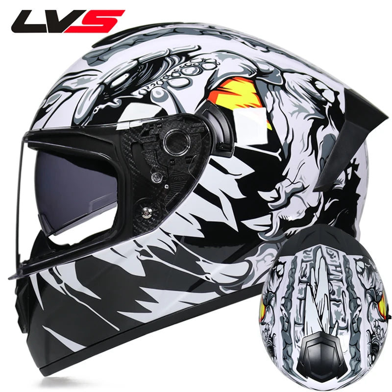 Full Face Racing Helmets Winter Warm Double Visor Motorcycle Helmet Motorbike Sports helmet LVS-701 11