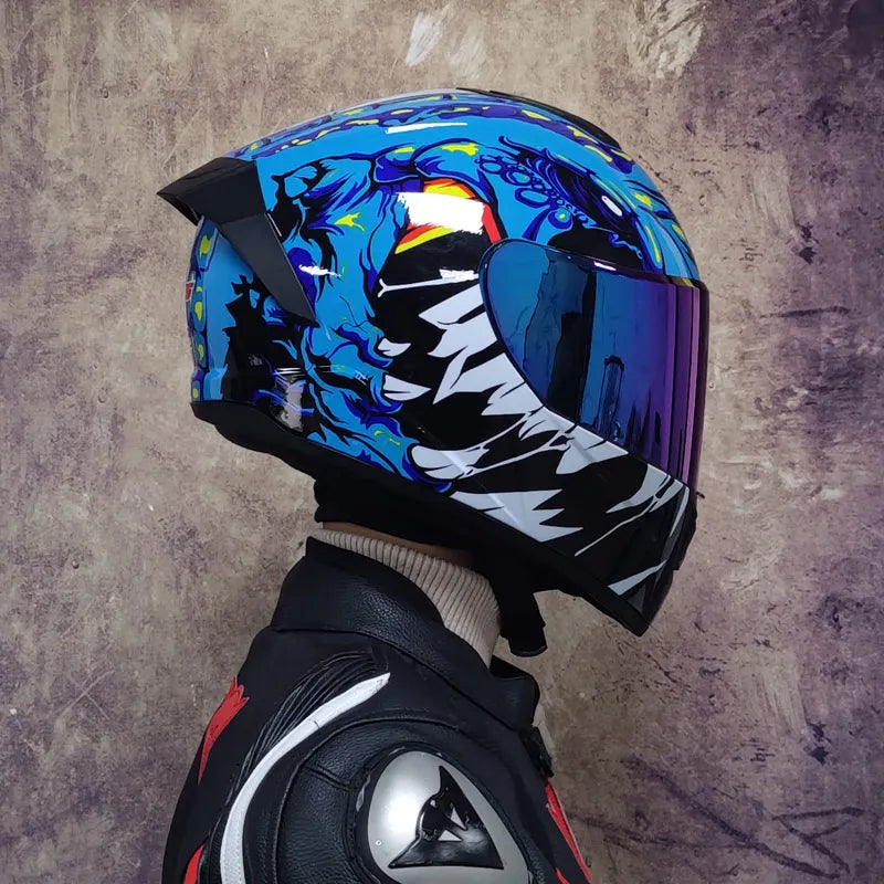 Full Face Racing Helmets Winter Warm Double Visor Motorcycle Helmet Motorbike Sports helmet LVS-701 11