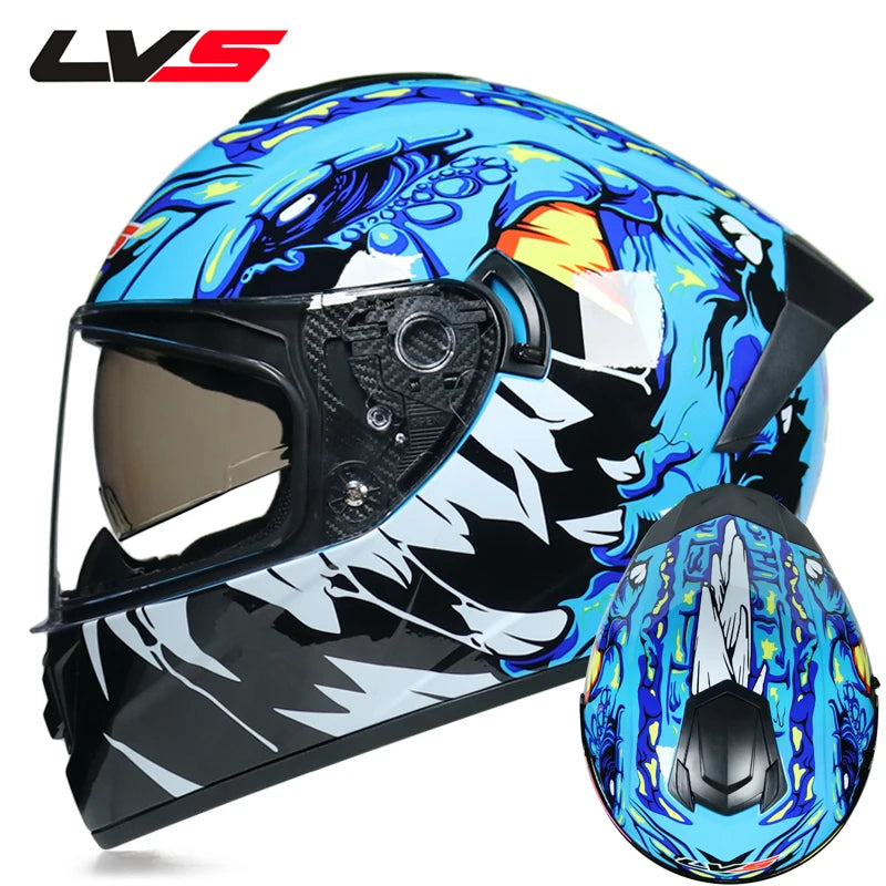 Full Face Racing Helmets Winter Warm Double Visor Motorcycle Helmet Motorbike Sports helmet LVS-701 14