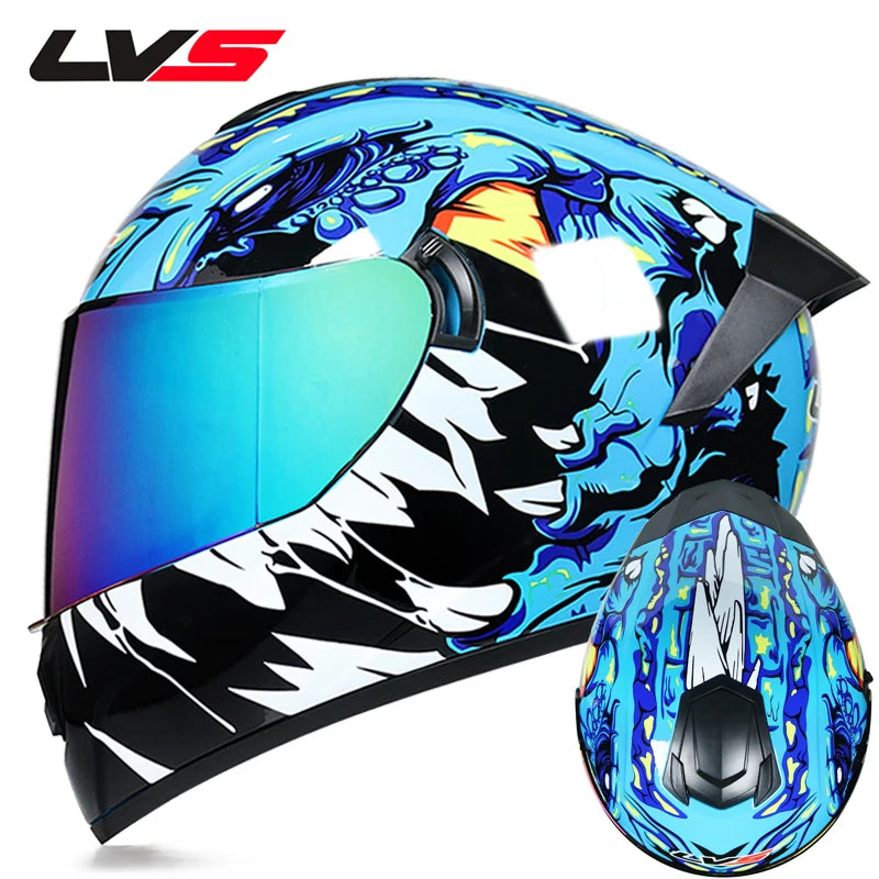 Full Face Racing Helmets Winter Warm Double Visor Motorcycle Helmet Motorbike Sports helmet LVS-701 15