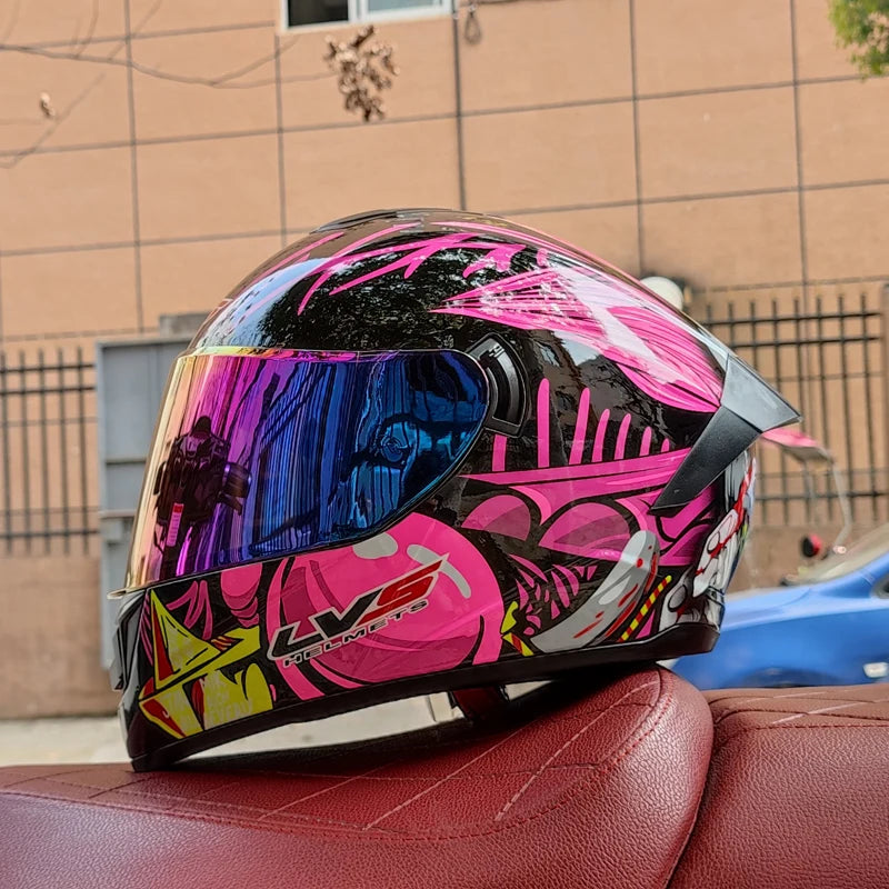 Full Face Racing Helmets Winter Warm Double Visor Motorcycle Helmet Motorbike Sports helmet LVS-701 17