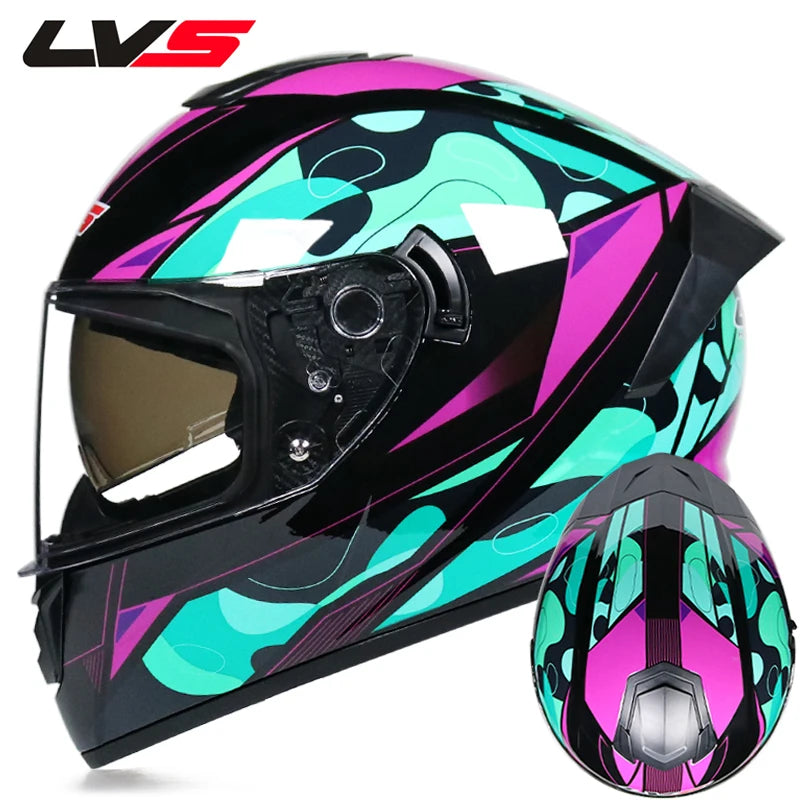 Full Face Racing Helmets Winter Warm Double Visor Motorcycle Helmet Motorbike Sports helmet LVS-701 23