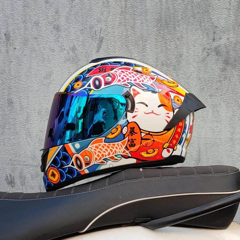 Full Face Racing Helmets Winter Warm Double Visor Motorcycle Helmet Motorbike Sports helmet LVS-701 4