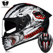 Full Face Racing Helmets Winter Warm Double Visor Motorcycle Helmet Motorbike Sports helmet LVS-701 7