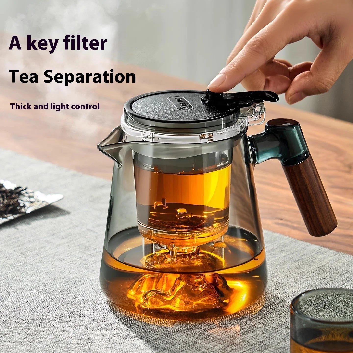 Gianxi Elegant Cup Tea Pot One Click Tea Separation Large Capacity Household Lazy Glass Tea Set 1