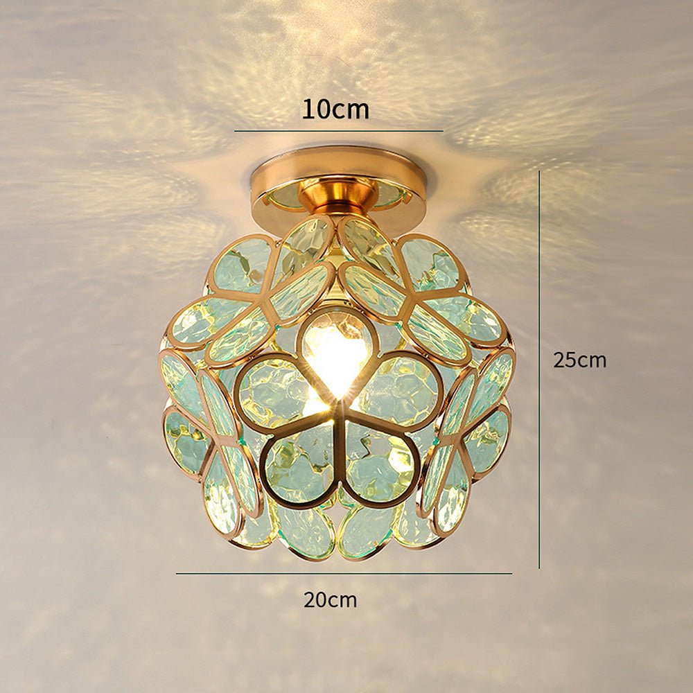 Glass Flower Ceiling Lamp | Elegant Ceiling Light Fixture | Modern Flush Mount Ceiling Light | Decorative Home Lighting | Stylish Ceiling Lights - Zardee-6