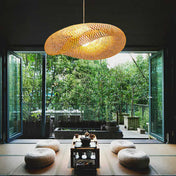 Bamboo Pendant Light | Handcrafted Rattan Hanging Lamp | LED Ceiling Light Fixture | Modern Indoor Lighting | Eco-Friendly Home Decor - Zardee-5