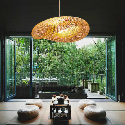 Bamboo Pendant Light | Handcrafted Rattan Hanging Lamp | LED Ceiling Light Fixture | Modern Indoor Lighting | Eco-Friendly Home Decor - Zardee-5