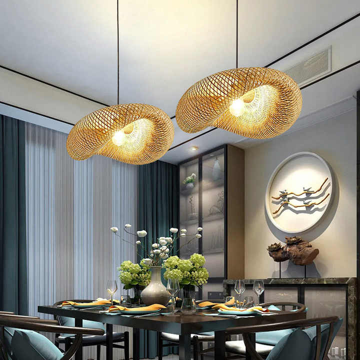 Bamboo Pendant Light | Handcrafted Rattan Hanging Lamp | LED Ceiling Light Fixture | Modern Indoor Lighting | Eco-Friendly Home Decor - Zardee-3