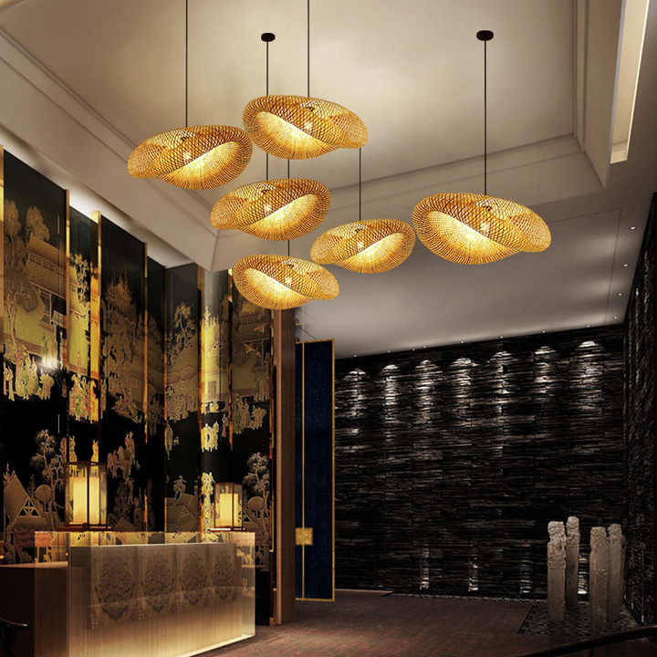 Bamboo Pendant Light | Handcrafted Rattan Hanging Lamp | LED Ceiling Light Fixture | Modern Indoor Lighting | Eco-Friendly Home Decor - Zardee-4