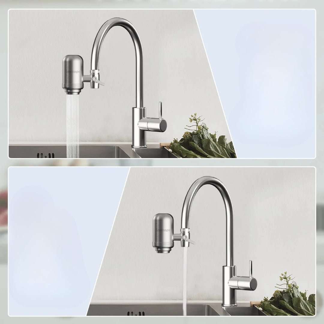Stainless Steel Faucet Water Filter Purifier System, NSF Certified, Reduces Lead, Chlorine, and Bad Taste for Kitchen