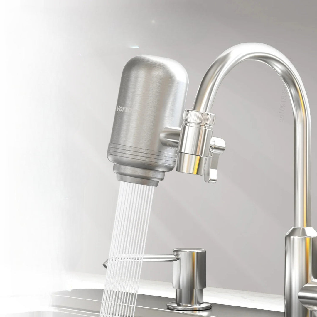 Stainless Steel Faucet Water Filter Purifier System, NSF Certified, Reduces Lead, Chlorine, and Bad Taste for Kitchen