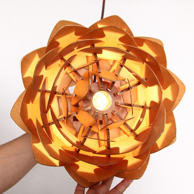 Håndlavet fyrrekogletræ loftlampe med dæmpbar LED til opholdsrum, loftarmatur accent