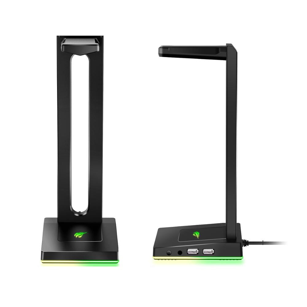 RGB headsetstander med 3,5 mm aux og to USB-porte hovedtelefonholder fra NebulaForge Tech Accessories