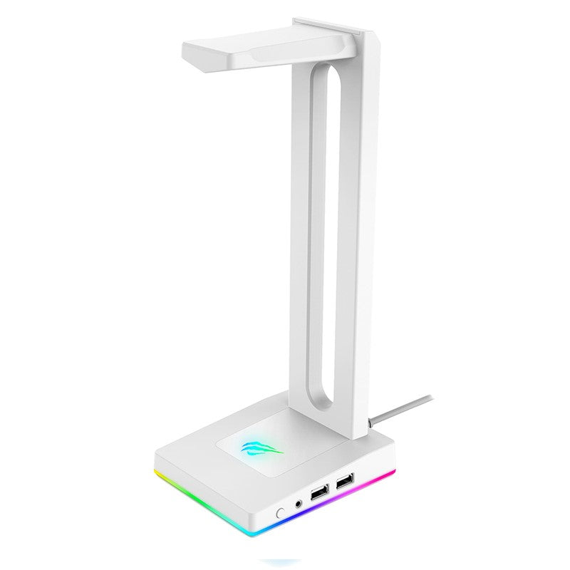 RGB headsetstander med 3,5 mm aux og to USB-porte hovedtelefonholder fra NebulaForge Tech Accessories