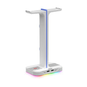 RGB headsetstander med 3,5 mm aux og to USB-porte hovedtelefonholder fra NebulaForge Tech Accessories