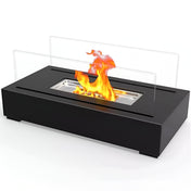 Rectangular Tabletop Bioethanol Fireplace With Glass Panels For Modern Homes Contemporary Living Space Decor