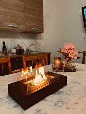 Rectangular Tabletop Bioethanol Fireplace With Glass Panels For Modern Homes Contemporary Living Space Decor