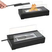 Rectangular Tabletop Bioethanol Fireplace With Glass Panels For Modern Homes Contemporary Living Space Decor
