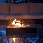 Rectangular Tabletop Bioethanol Fireplace With Glass Panels For Modern Homes Contemporary Living Space Decor