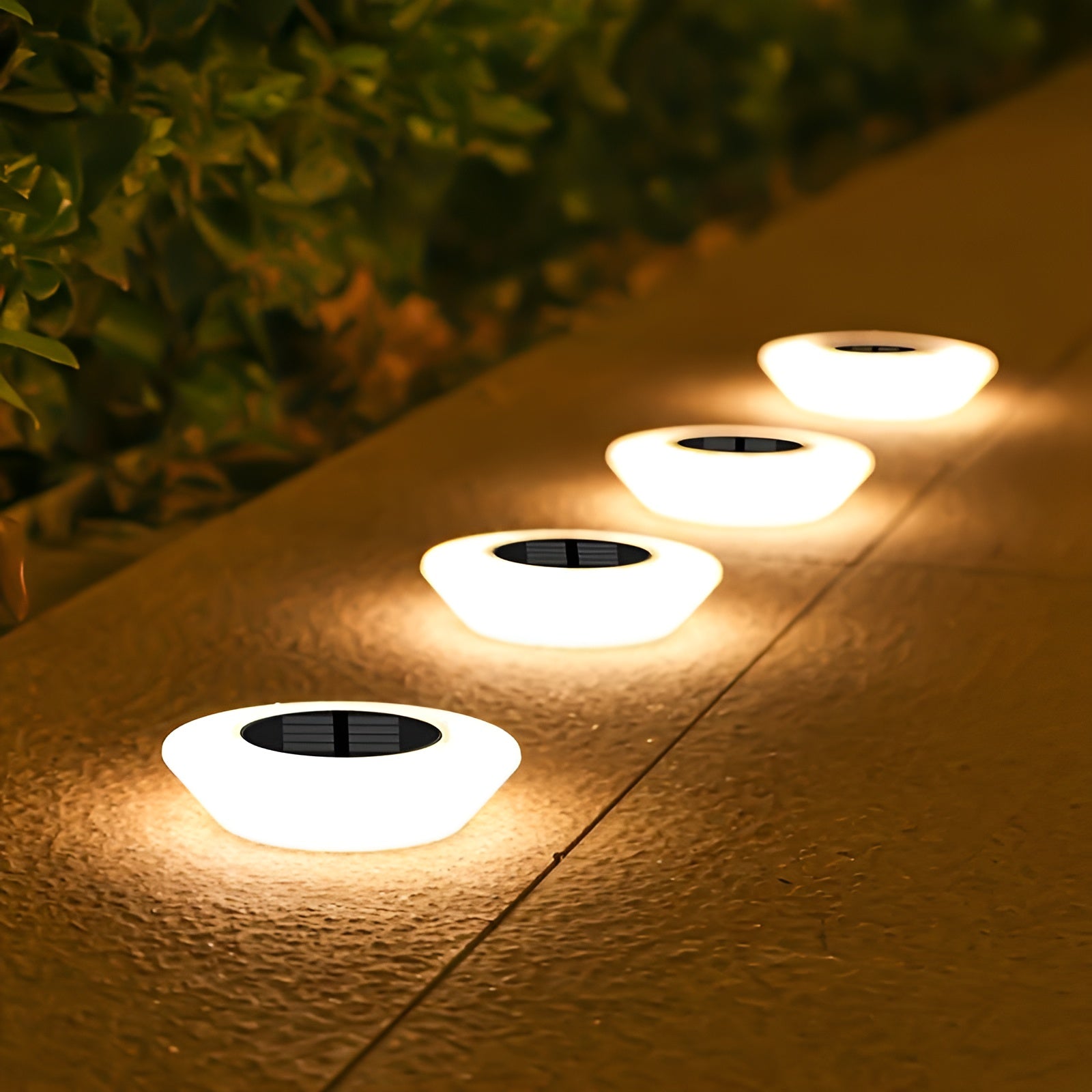 Runde LED-sti-lys med solenergi til udendørs haver og gangstier langs kanter og indkørsler