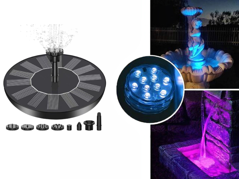 🔥Hot Sales 56% OFF🔥Solar Fountain, Solar Powered Bird Bath Fountain Pump with 4 Nozzles 1.4W Solar Panel Kit Water Pump, Outdoor Watering Submersible Pump for Pond, Pool, Garden, Fish Tank 12