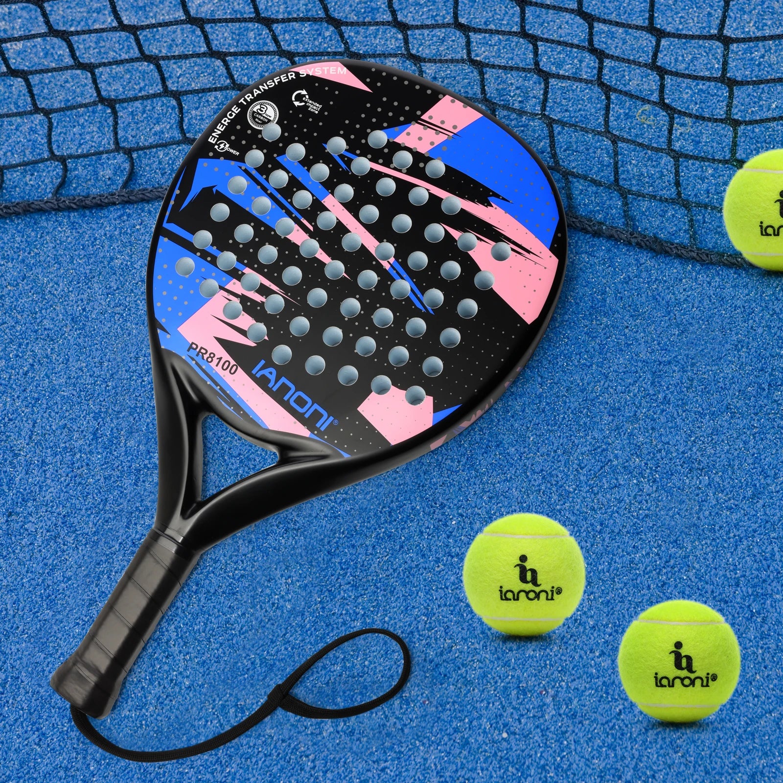 IANONI Padel Racket Carbon Fiber Surface with EVA Memory Flex Foam Core Padel Tennis Racquets Lightweight 5