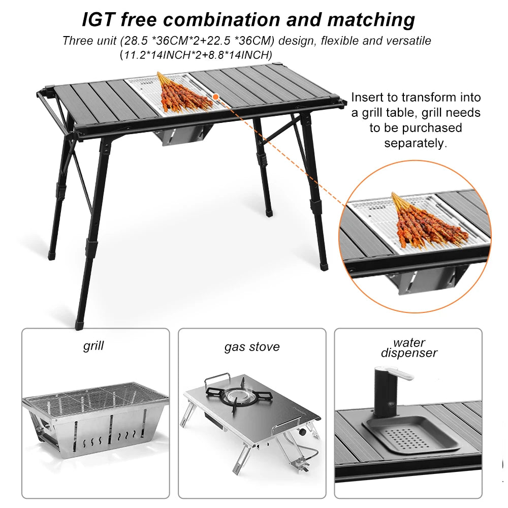 IGT Tactical Table Spliceable Portable Outdoor Camping Aluminum Alloy Lightweight Folding Picnic Hiking Table Portable BBQ Table 5