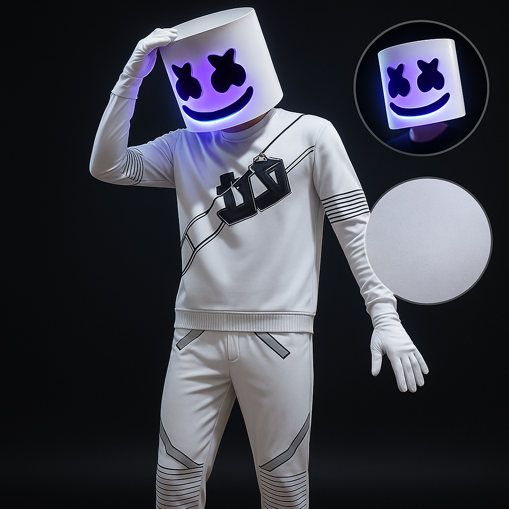 IllumiGlow DJ Costume Set with LED Helmet for Parties and Festivals 1